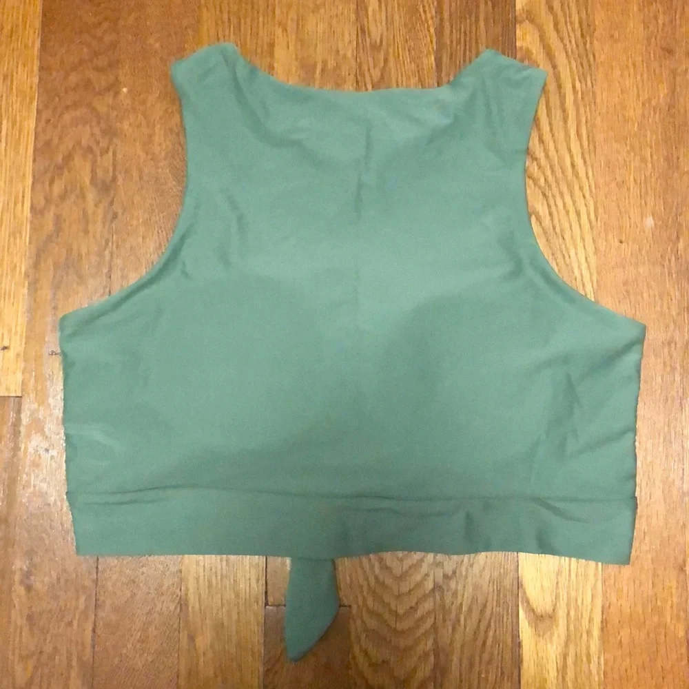 Knot Hem Sage Swimsuit Top by SHEIN, size Large - Picture 4 of 5